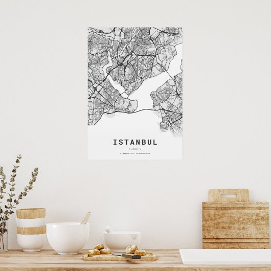 Stadsplattegrond van Istanbul Poster (Keuken)