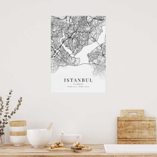 Stadsplattegrond van Istanbul Poster (Keuken)