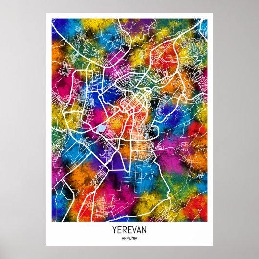 Stadsplattegrond van Jerevan Armenië Poster (Voorkant)