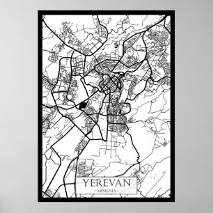 Stadsplattegrond van Jerevan Armenië Poster