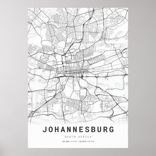 Stadsplattegrond van Johannesburg Poster (Voorkant)