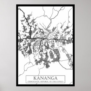 Stadsplattegrond van Kananga, Democratische Republ Poster