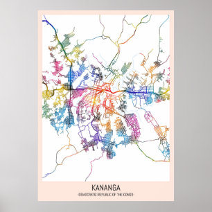 Stadsplattegrond van Kananga, Democratische Republ Poster