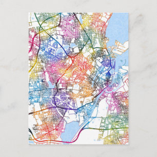 Stadsplattegrond van Kopenhagen Denemarken Briefkaart