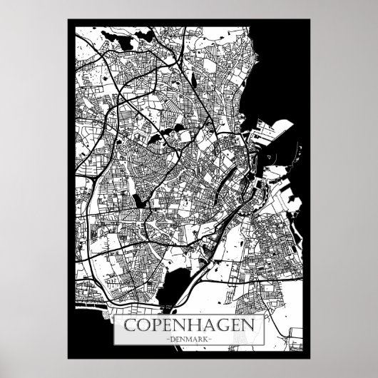 Stadsplattegrond van Kopenhagen Denemarken Poster (Voorkant)