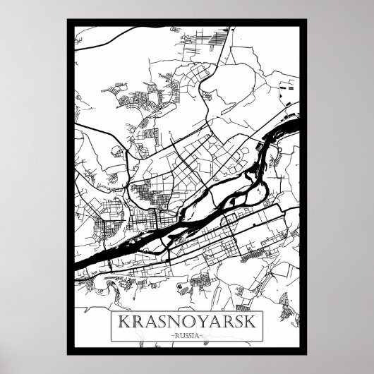 Stadsplattegrond van Krasnojarsk Rusland Poster (Voorkant)