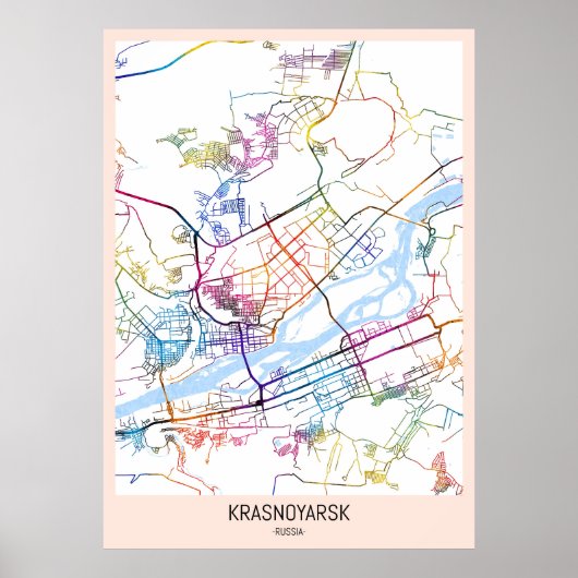 Stadsplattegrond van Krasnojarsk Rusland Poster (Voorkant)