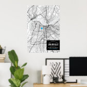 Stadsplattegrond van Louisville + Markeer uw locat Poster (Thuiskantoor)