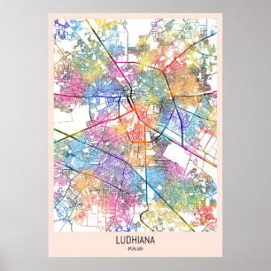 Stadsplattegrond van Ludhiana India Poster