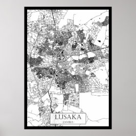 Stadsplattegrond van Lusaka Zambia Poster