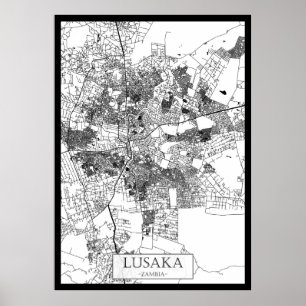 Stadsplattegrond van Lusaka Zambia Poster