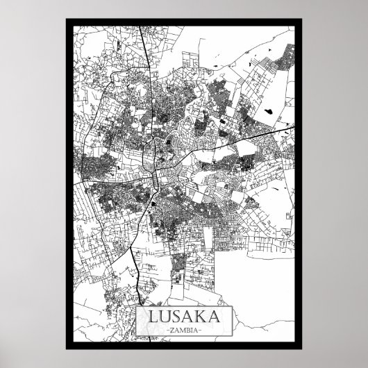 Stadsplattegrond van Lusaka Zambia Poster (Voorkant)