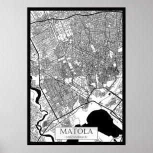 Stadsplattegrond van Matola Mozambique Poster