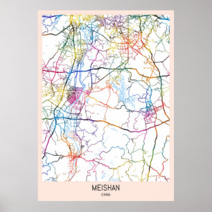 Stadsplattegrond van Meishan China Poster