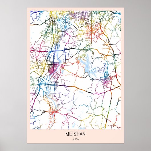 Stadsplattegrond van Meishan China Poster (Voorkant)