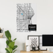 Stadsplattegrond van Milwaukee + Markeer uw locati Poster (Thuiskantoor)