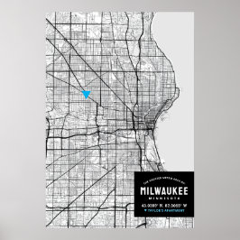 Stadsplattegrond van Milwaukee + Markeer uw locati Poster