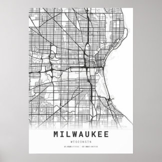Stadsplattegrond van Milwaukee Poster