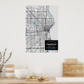 Stadsplattegrond van Minneapolis + Markeer uw loca Poster (Keuken)