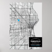 Stadsplattegrond van Minneapolis + Markeer uw loca Poster (Voorkant)