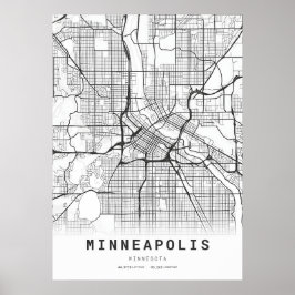 Stadsplattegrond van Minneapolis Poster