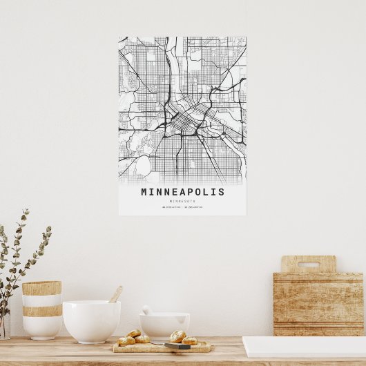 Stadsplattegrond van Minneapolis Poster (Keuken)