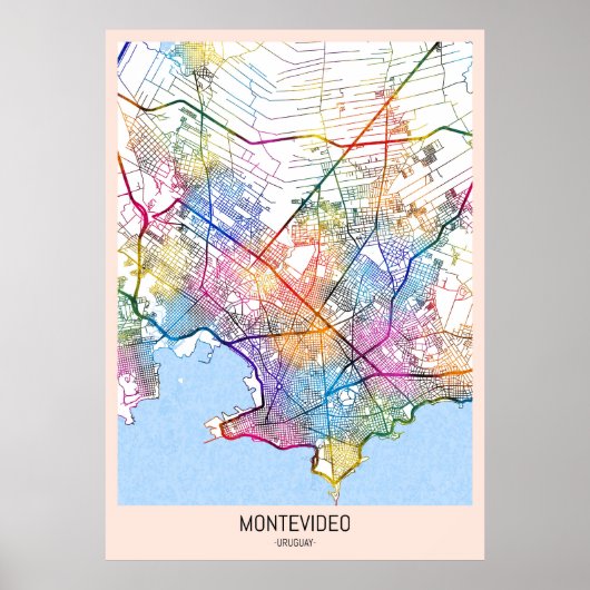 Stadsplattegrond van Montevideo Uruguay Poster (Voorkant)