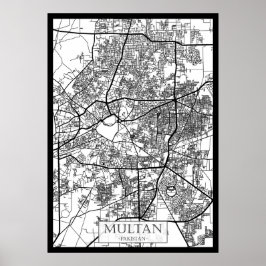Stadsplattegrond van Multan, Pakistan Poster