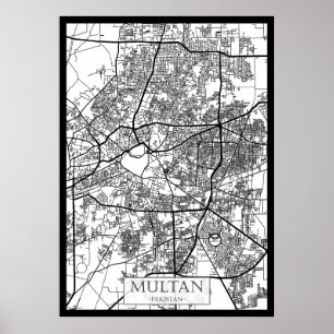 Stadsplattegrond van Multan, Pakistan Poster