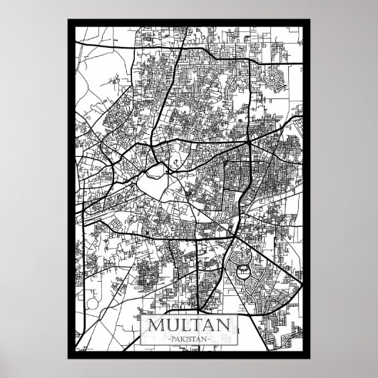 Stadsplattegrond van Multan, Pakistan Poster (Voorkant)
