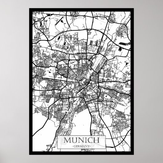 Stadsplattegrond van München Duitsland Poster (Voorkant)