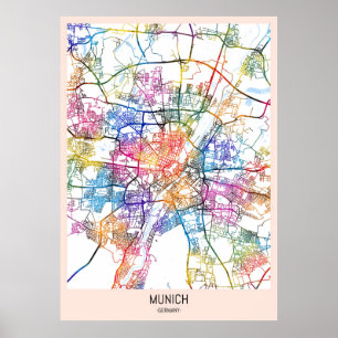 Stadsplattegrond van München Duitsland Poster