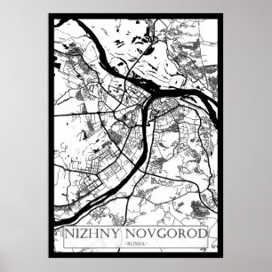 Stadsplattegrond van Nizjni Novgorod Rusland Poster