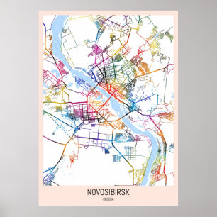 Stadsplattegrond van Novosibirsk, Rusland Poster