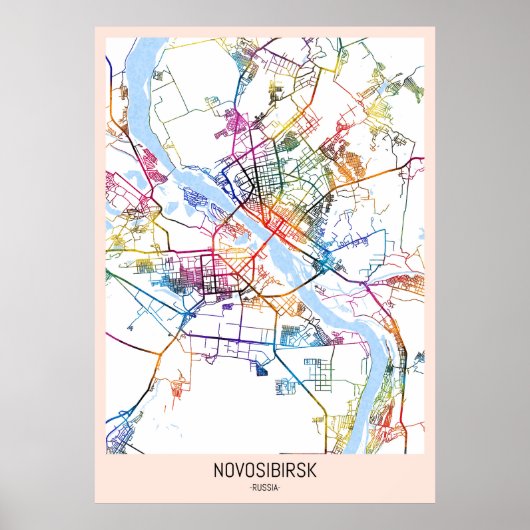 Stadsplattegrond van Novosibirsk, Rusland Poster (Voorkant)