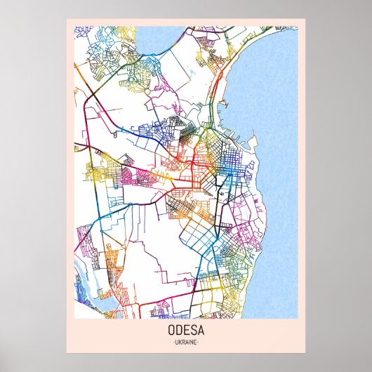 Stadsplattegrond van Odessa Oekraine Poster (Voorkant)