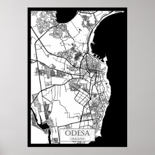 Stadsplattegrond van Odessa Oekraine Poster