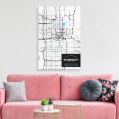 Stadsplattegrond van Oklahoma + Markeer uw locatie Canvas Afdruk (Insitu (Woonkamer))