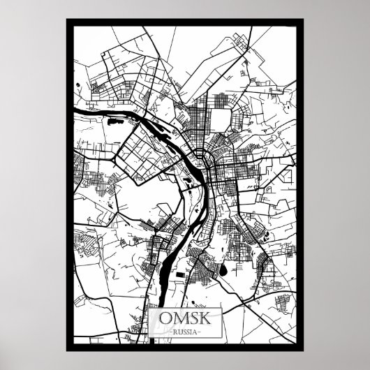Stadsplattegrond van Omsk Rusland Poster (Voorkant)