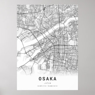 Stadsplattegrond van Osaka Poster