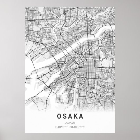 Stadsplattegrond van Osaka Poster (Voorkant)