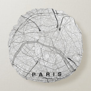 Stadsplattegrond van Parijs, Frankrijk, Minimaal o Rond Kussen
