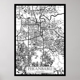Stadsplattegrond van Pekanbaru Indonesië Poster