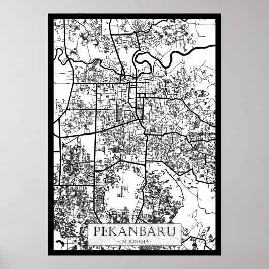 Stadsplattegrond van Pekanbaru Indonesië Poster (Voorkant)