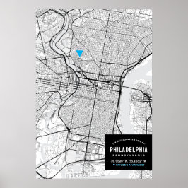 Stadsplattegrond van Philadelphia + Markeer uw loc Poster