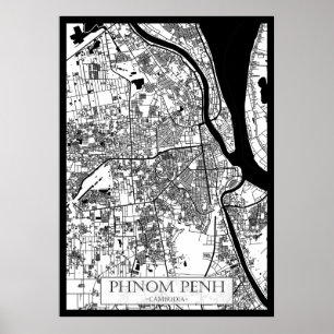 Stadsplattegrond van Phnom Penh Cambodja Poster