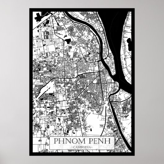Stadsplattegrond van Phnom Penh Cambodja Poster (Voorkant)