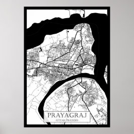 Stadsplattegrond van Prayagraj Uttar Pradesh Poster