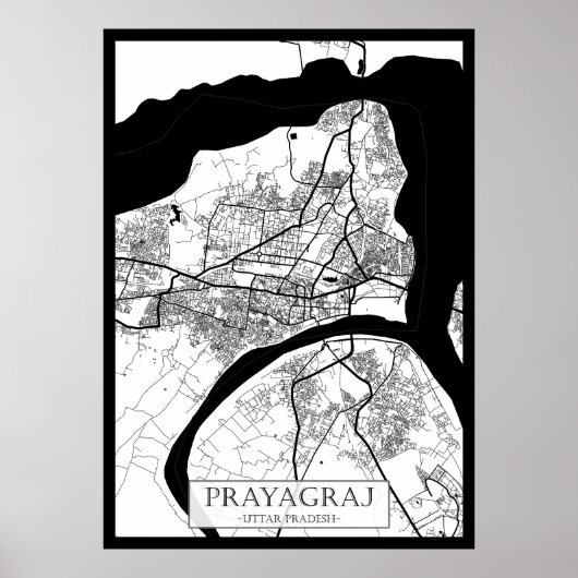 Stadsplattegrond van Prayagraj Uttar Pradesh Poster (Voorkant)