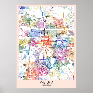 Stadsplattegrond van Pretoria Zuid-Afrika Poster